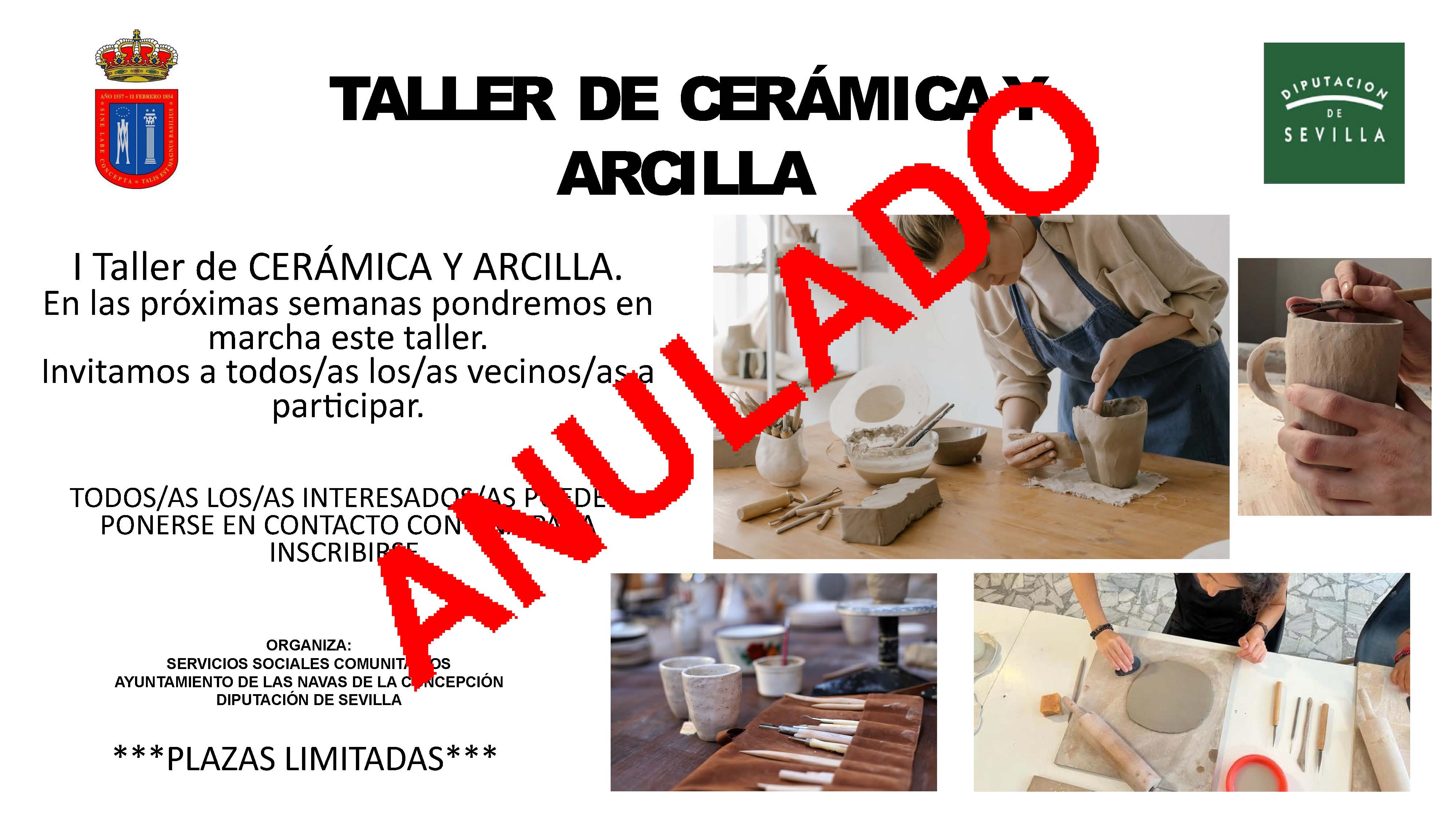 cartel taller de CERAMICA anulado